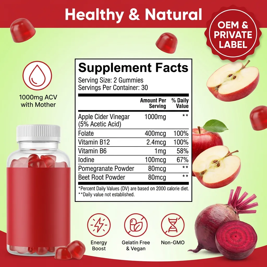 Apple Cider Vinegar Gummies Weight Management Supplement Private Label Beauty Supports