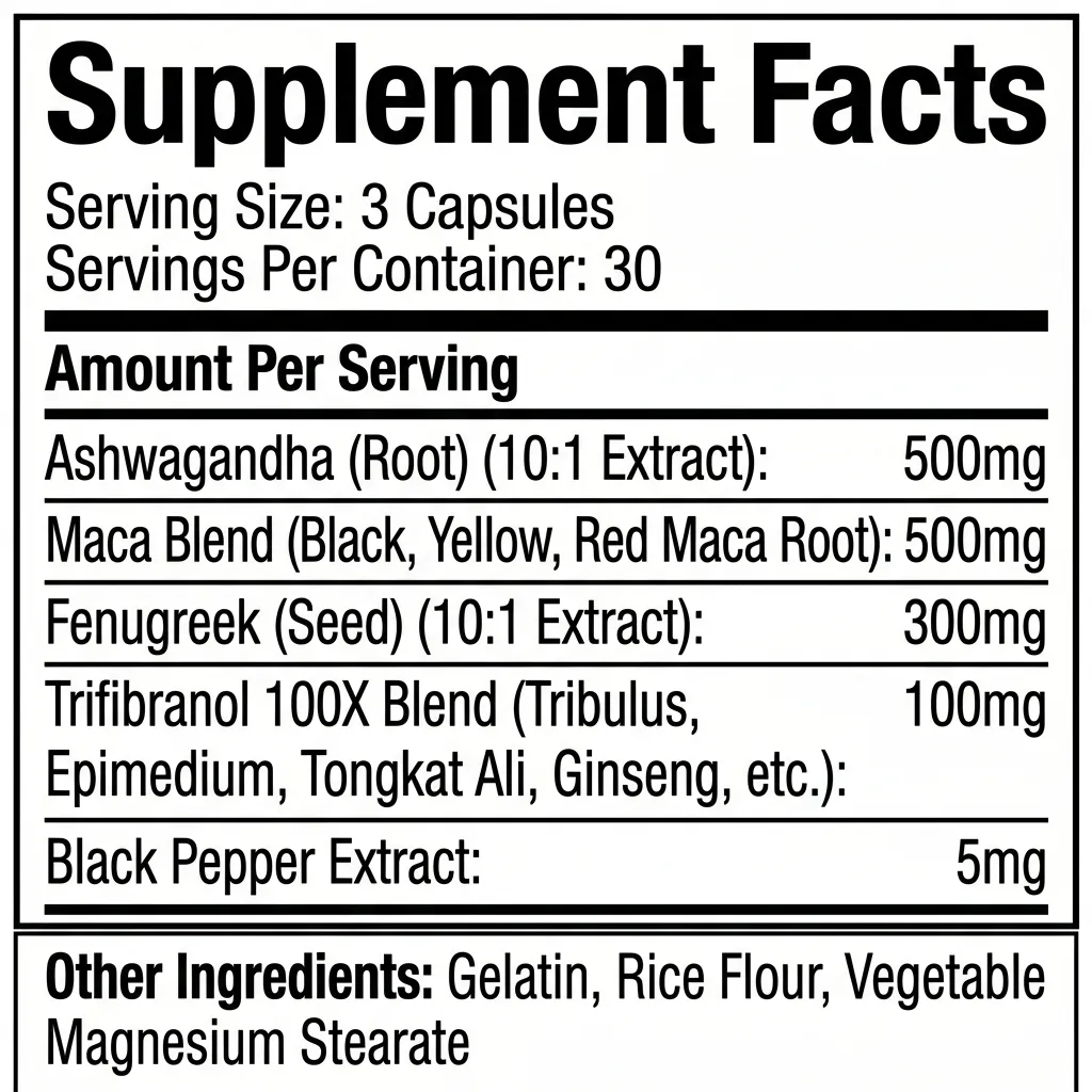 8 in 1 Maca Complex with Ashwagandha Tongkat Ali and Epimedium for Men's Physical Performance Support