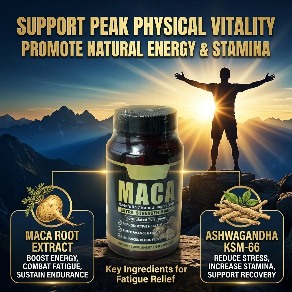 8 in 1 Maca Complex with Ashwagandha Tongkat Ali and Epimedium for Men's Physical Performance Support