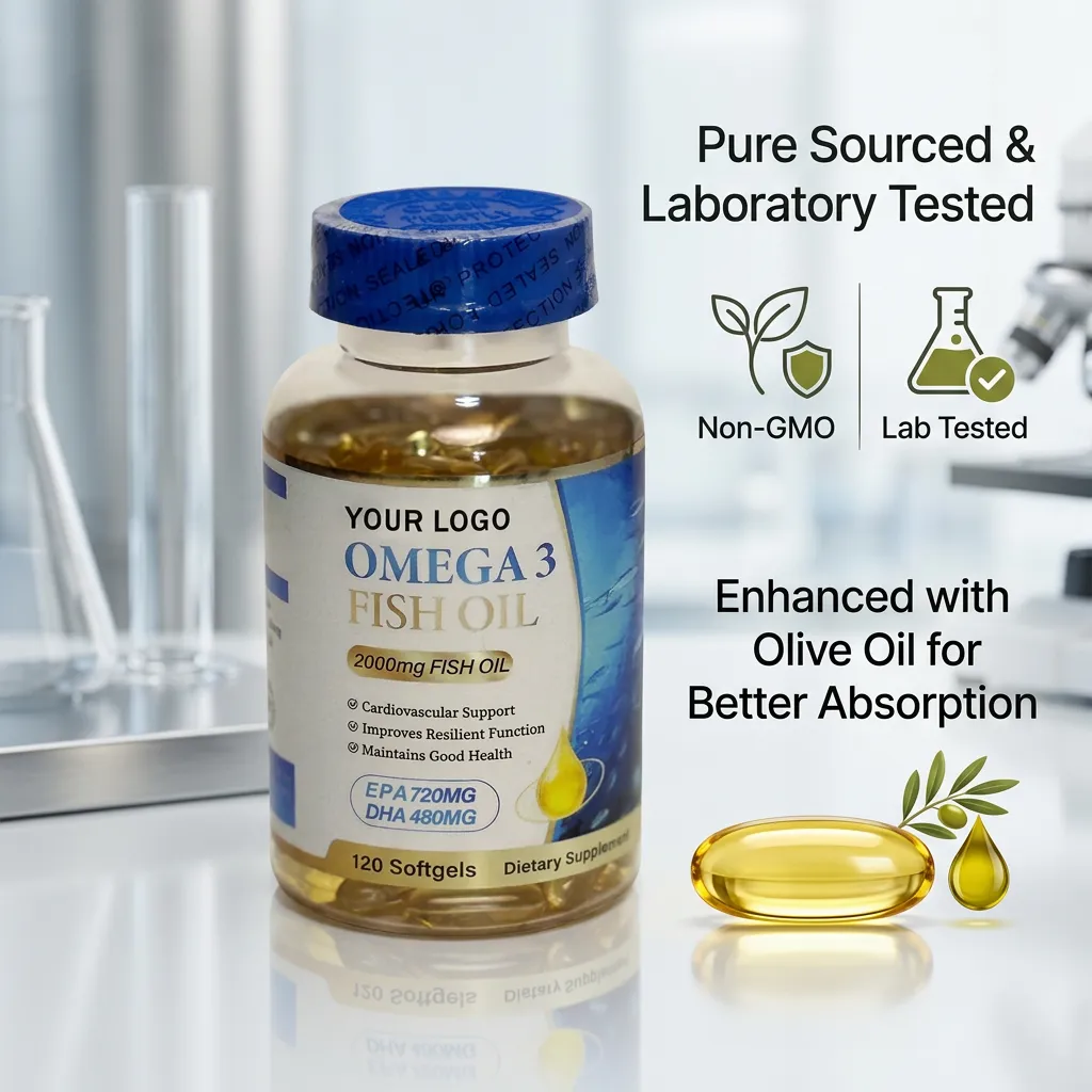 Omega 3 Fish Oil Softgel Supplement 1000mg EPA DHA for Brain and Immune Health Support Factory OEM ODM