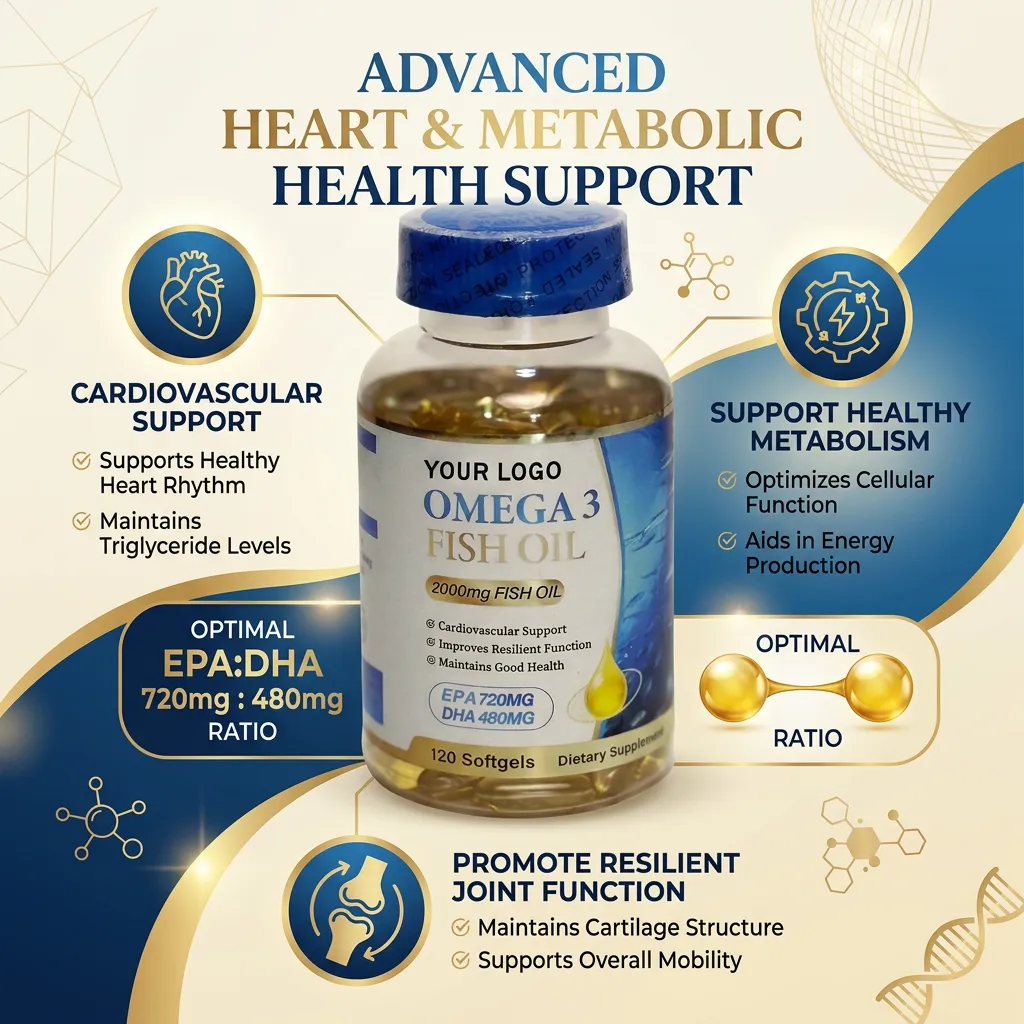 Omega 3 Fish Oil Softgel Supplement 1000mg EPA DHA for Brain and Immune Health Support Factory OEM ODM