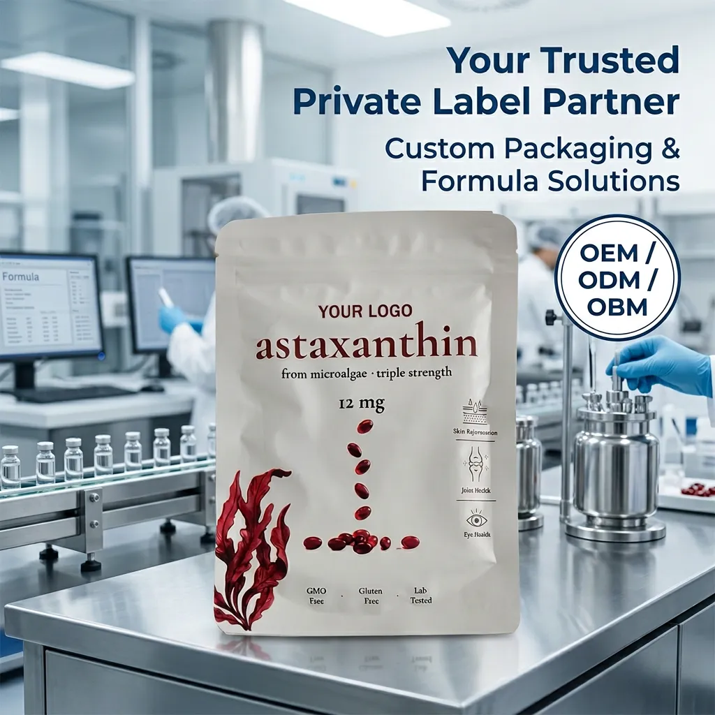 Natural Astaxanthin Supplement 12mg Capsules for Immune Support Skin Radiance Private Label ODM OEM Manufacturing Service
