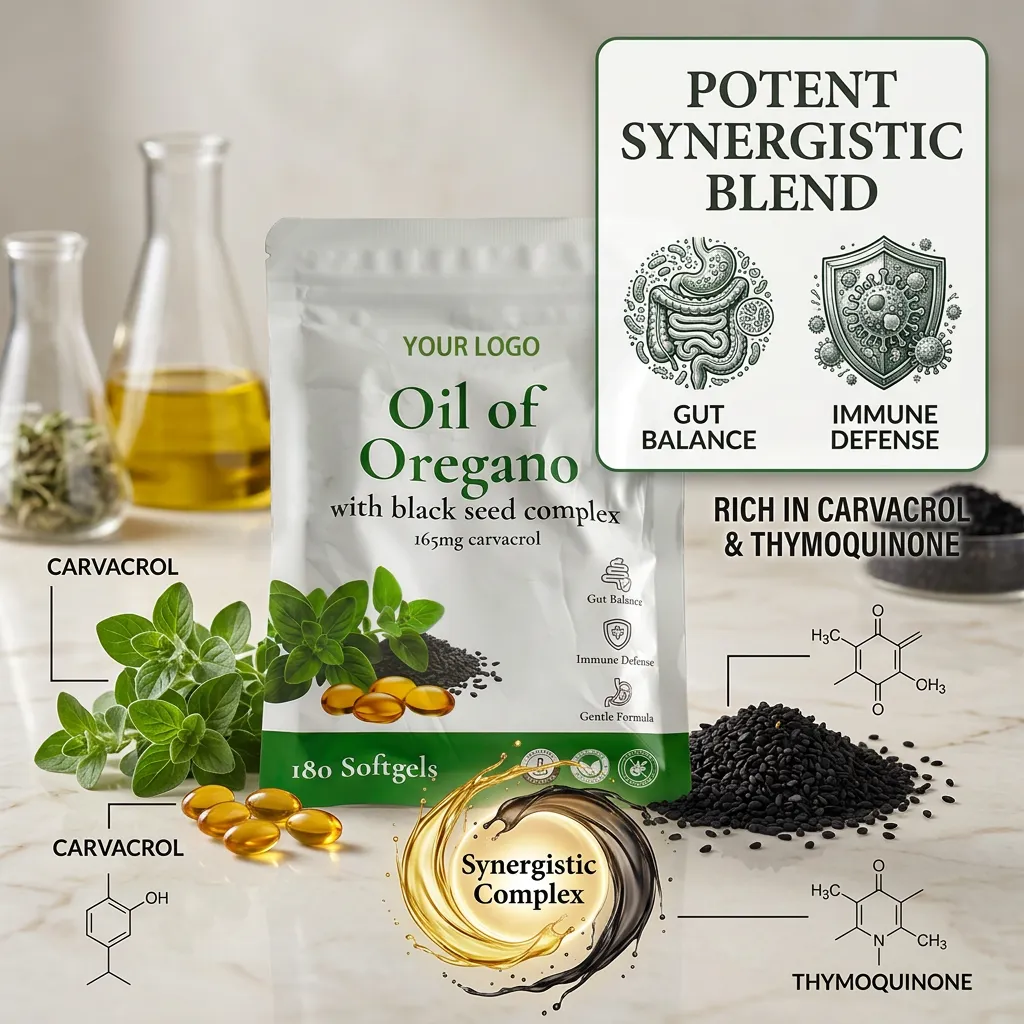 Non-GMO Oregano Oil Softgels with 80% Carvacrol for Seasonal Wellness
