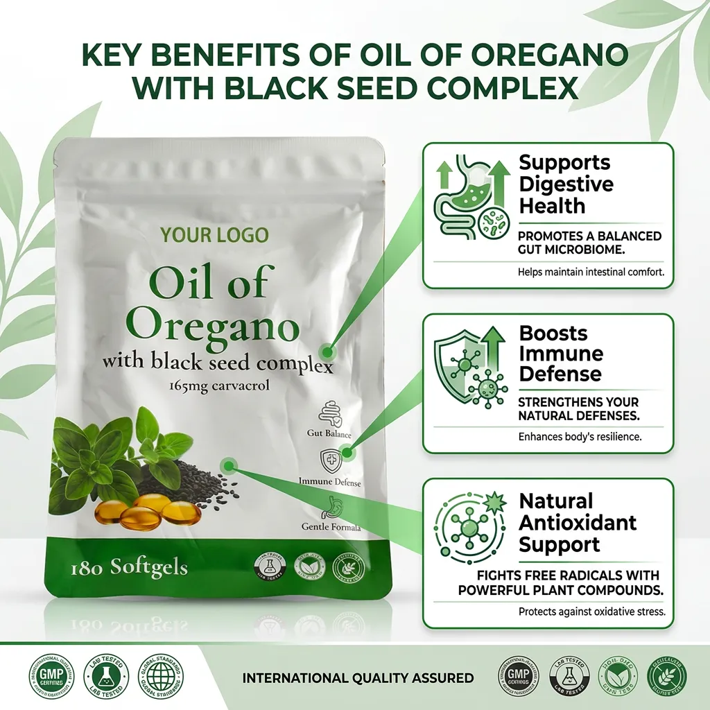 Non-GMO Oregano Oil Softgels with 80% Carvacrol for Seasonal Wellness