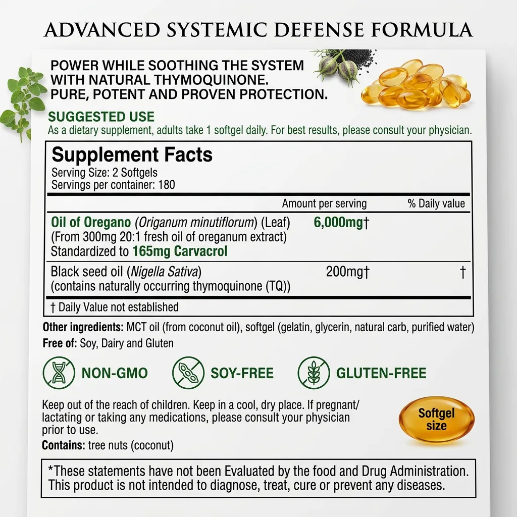 Non-GMO Oregano Oil Softgels with 80% Carvacrol for Seasonal Wellness