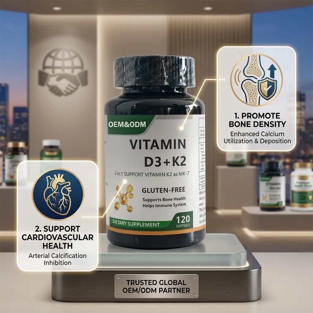 Vitamin D3 K2 MK7 Capsules for Bone Health and Heart Wellness ODM Private Label Factory Wholesale