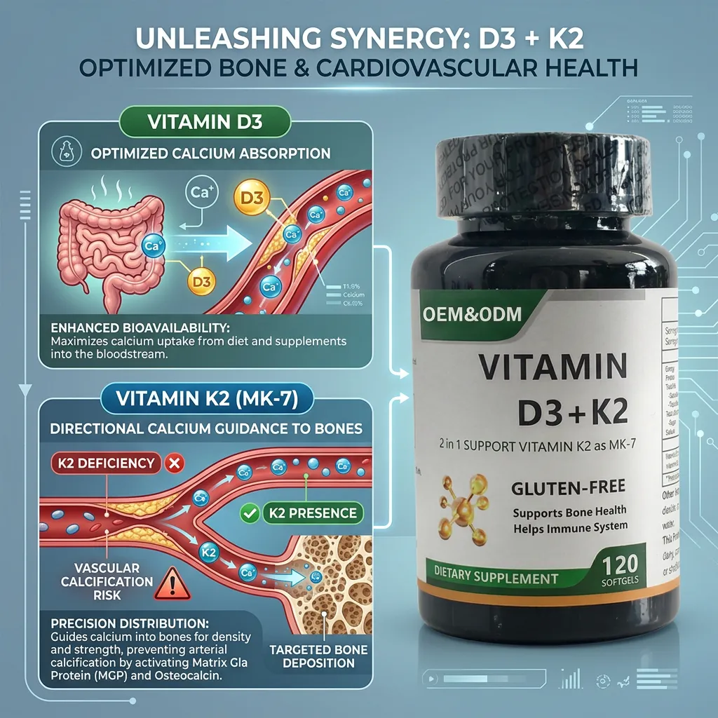 Vitamin D3 K2 MK7 Capsules for Bone Health and Heart Wellness ODM Private Label Factory Wholesale