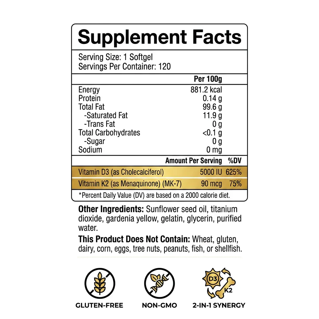 Vitamin D3 K2 MK7 Capsules for Bone Health and Heart Wellness ODM Private Label Factory Wholesale