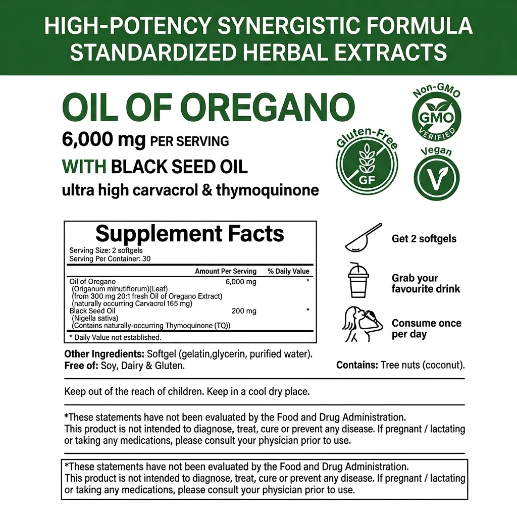 Oregano Oil Softgels for Immune Health and Digestive Support Private Label OEM Wholesale Supply Bulk