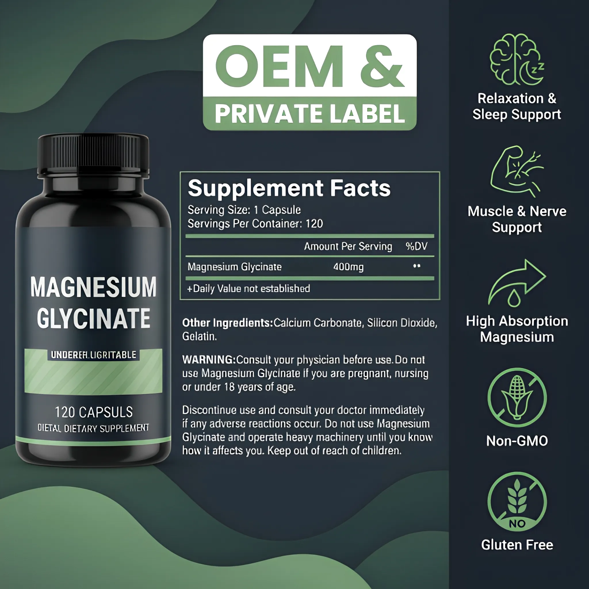 Custom Formula Magnesium Glycinate with Ashwagandha for Relaxation ODM