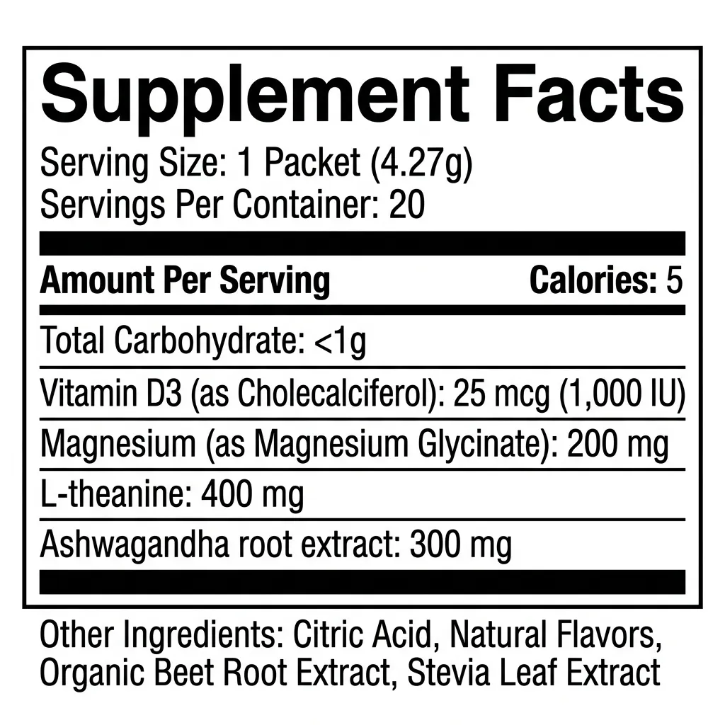 Magnesium L-Theanine Lemon Raspberry Calming Drink Mix Supplement