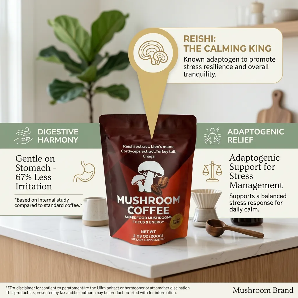 Instant Mushroom Coffee with 7 Mushroom Complex for Focus