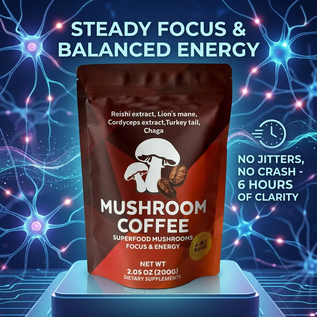 Instant Mushroom Coffee with 7 Mushroom Complex for Focus