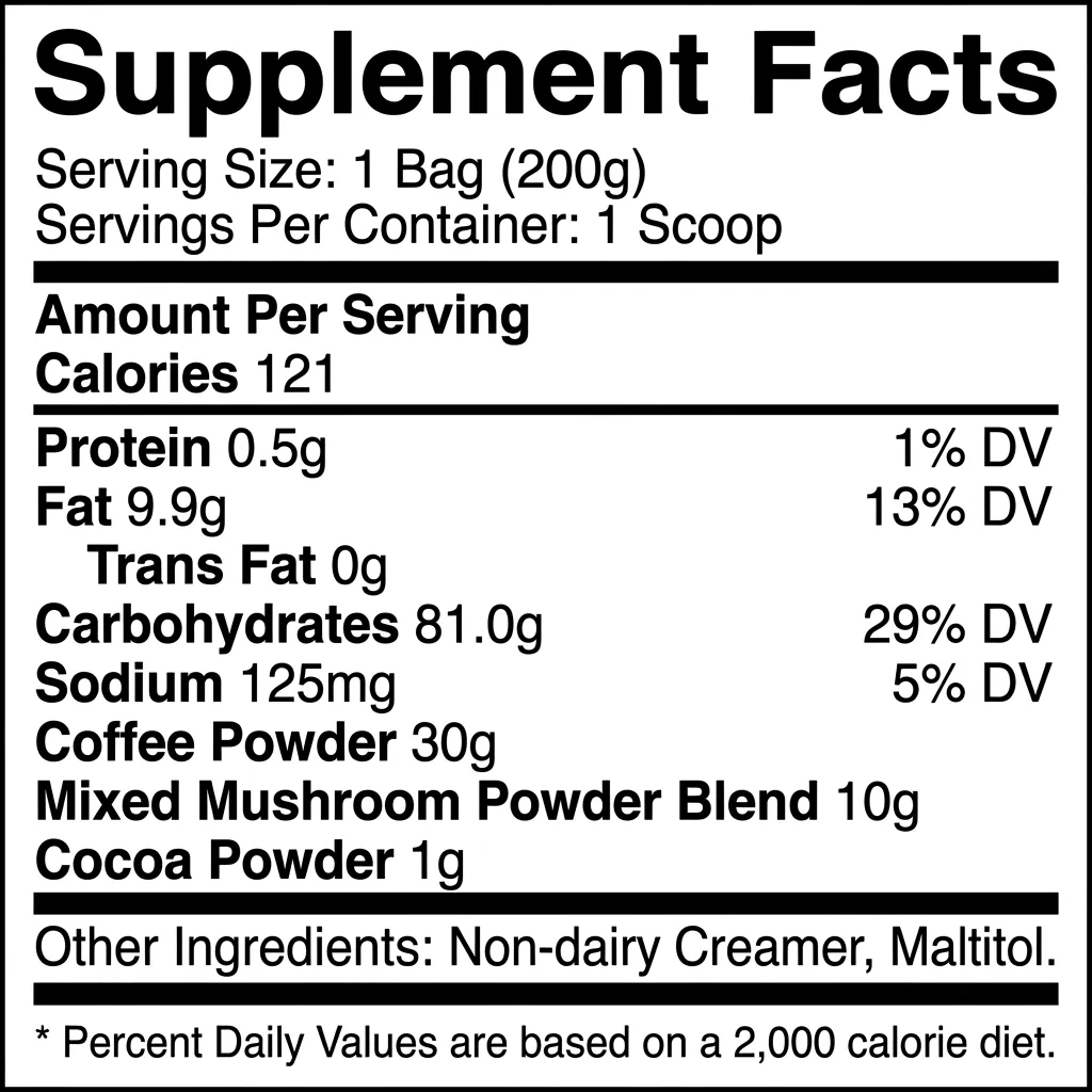 Instant Mushroom Coffee with 7 Mushroom Complex for Focus