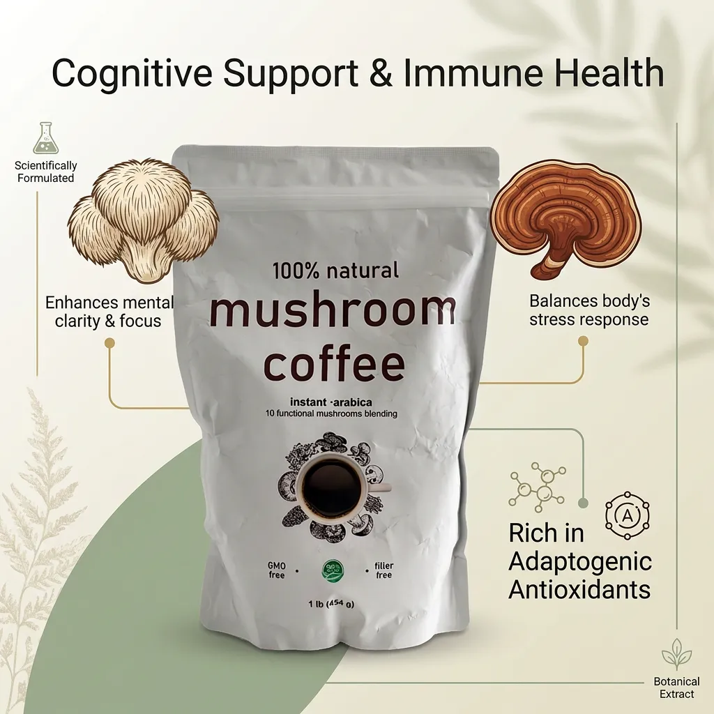 Mushroom Coffee Drink Mix for Focus and Energy Without Jitters