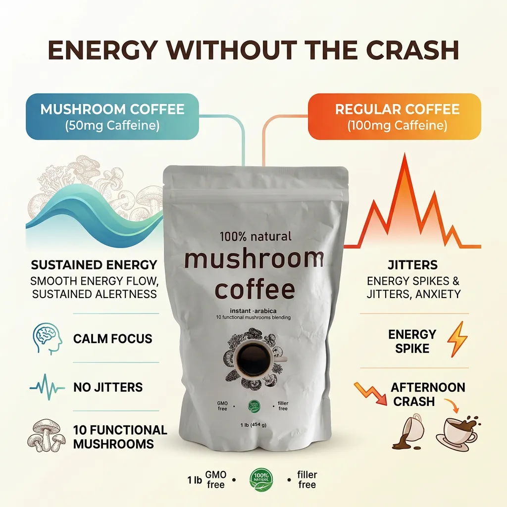 Mushroom Coffee Drink Mix for Focus and Energy Without Jitters