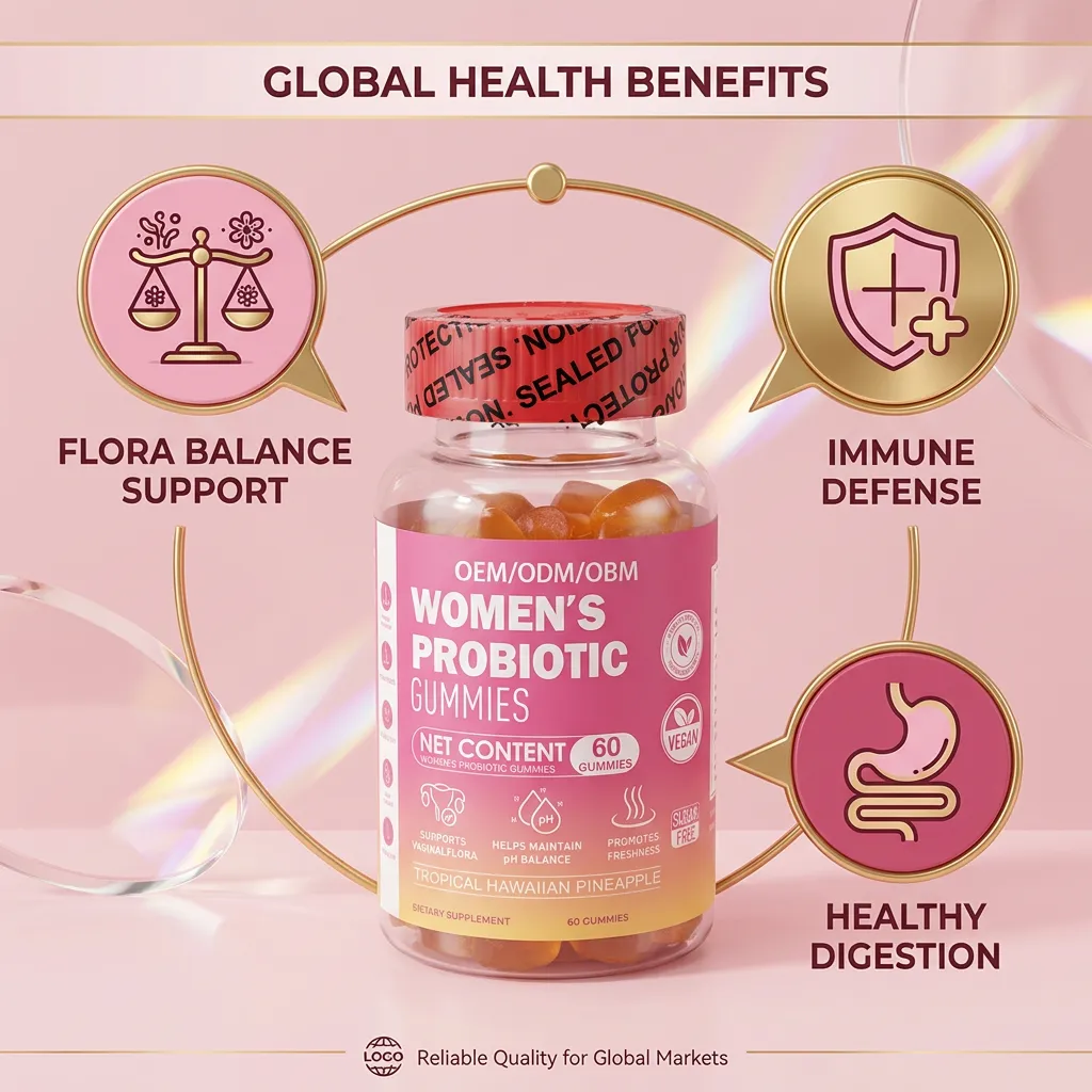 OEM High Quality Women's Probiotic Gummies for Vaginal pH Balance and Gut Wellness