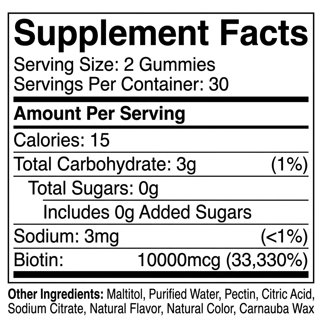 Biotin Gummies for Hair & Nails – Resealable Bottle