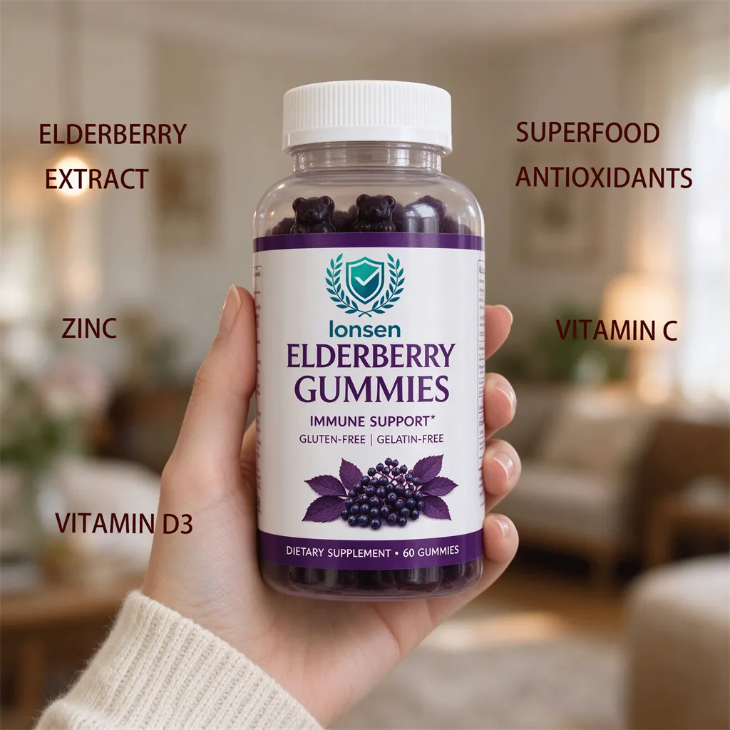 Elderberry gummies with elderberry extract zinc vitamin d3 and vitamin c