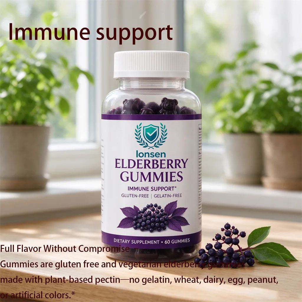 Berry flavored elderberry gummies gluten free vegetarian no artificial colors