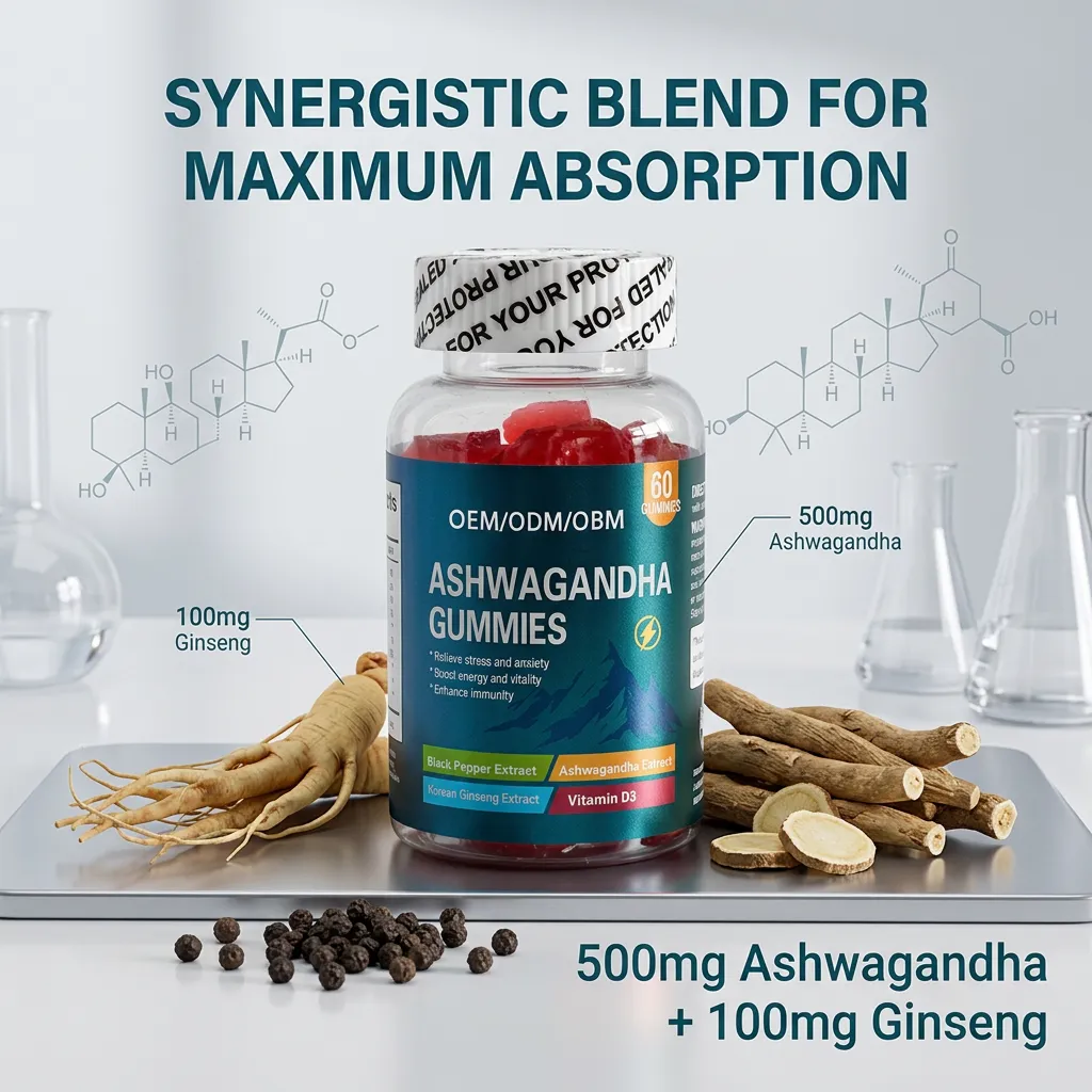 Ashwagandha Gummies with Holy Basil for Adrenal Support and Relaxation OEM ODM Factory Manufacturing Bulk