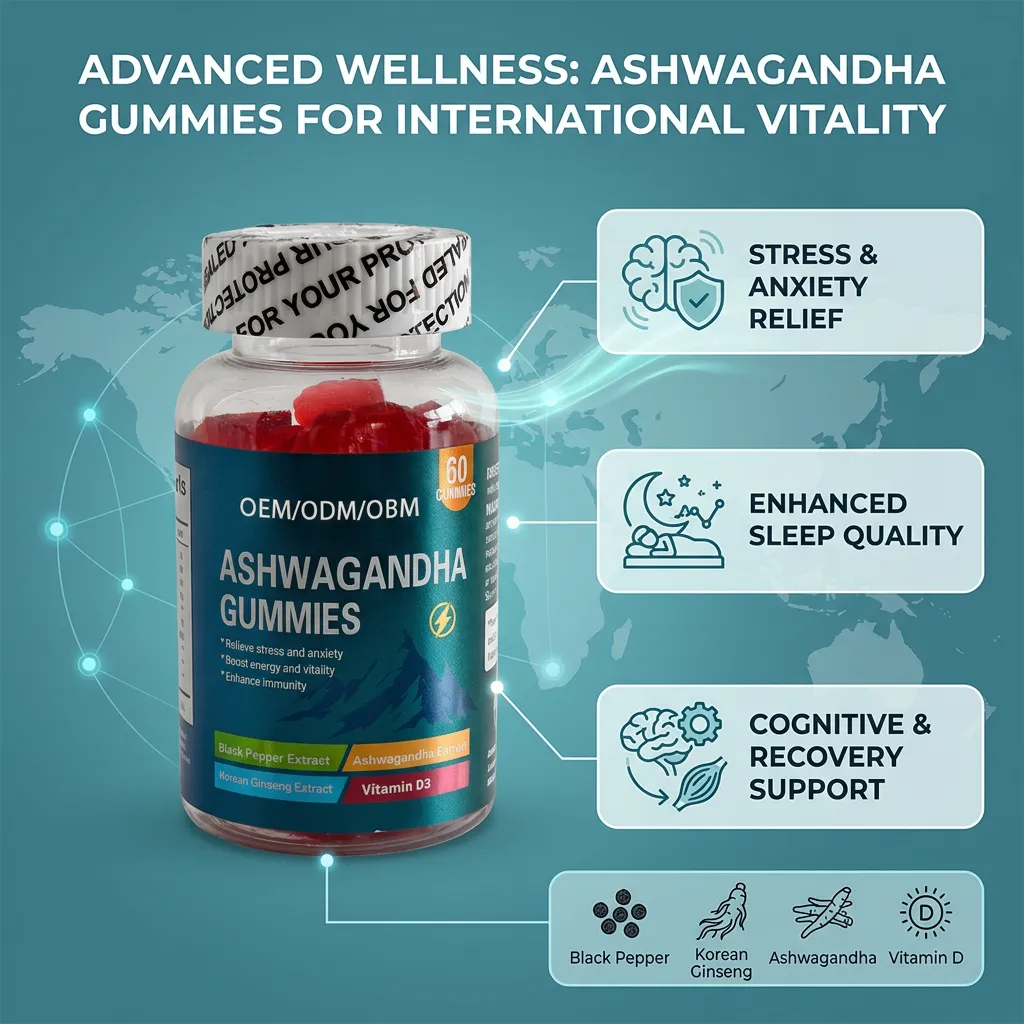 Ashwagandha Gummies with Holy Basil for Adrenal Support and Relaxation OEM ODM Factory Manufacturing Bulk