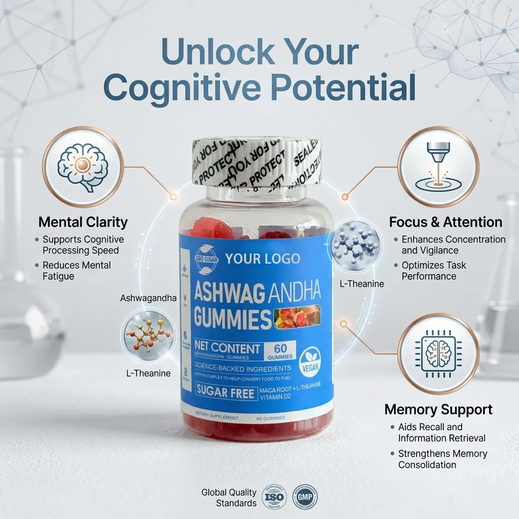 Ashwagandha Gummies for Women and Men Stress Relief and Vitality Support Private Label OEM Bulk