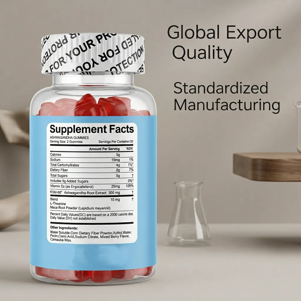 Ashwagandha Gummies for Women and Men Stress Relief and Vitality Support Private Label OEM Bulk