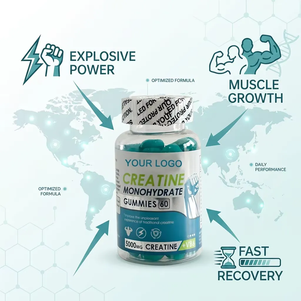 Creatine Gummies 5g Sugar Free Vegan Pectin Based for Gym Performance and Fitness Maintenance ODM