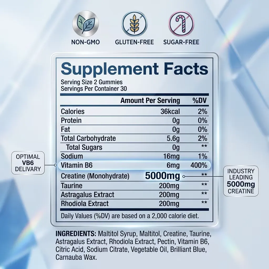 Creatine Gummies 5g Sugar Free Vegan Pectin Based for Gym Performance and Fitness Maintenance ODM