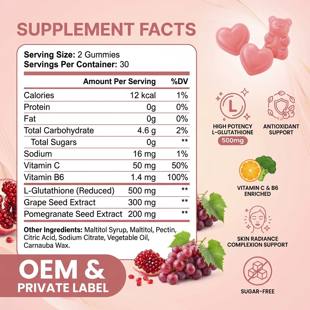 Glutathione Supplement Gummies for Radiant Skin ODM Factory