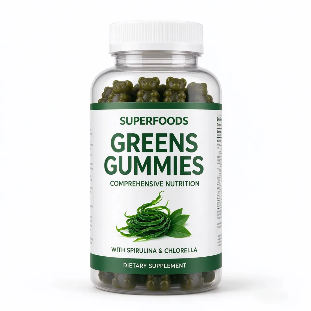 High fiber greens gummies with prebiotics for gut health